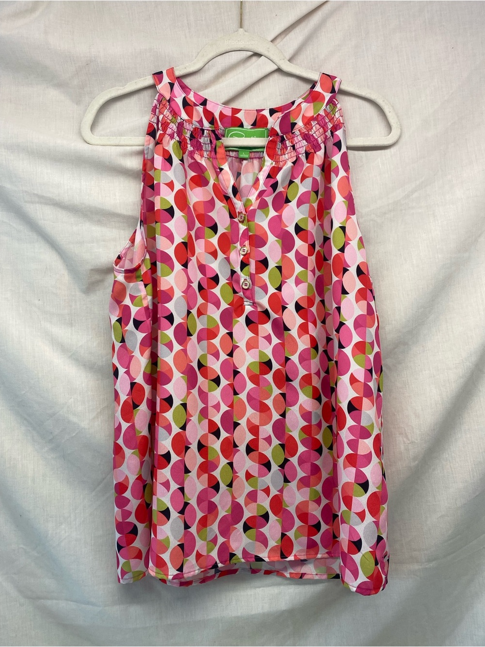 Cappagallo Pink Multi-Color Geometric Halter Tank - Size Large, Gently Used